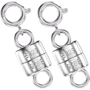 925 Sterling Silver Magnetic Necklace Clasps and Closures,Gold and Silver Magnetic Clasp Converter for Jewelry Making Supplies,Chain Extender Connector for Necklace Bracelet