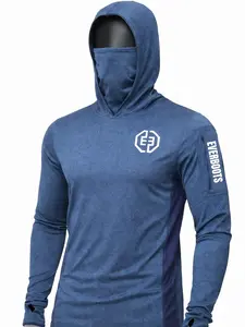 EVER BOOTS UPF +50 Long Sleeve Mens Sun Hoodie with arm pocket and face mask- 4 way stretch, Lightweight, Breathable, Moisture-Wicking, Premium Outdoor Wear for Men