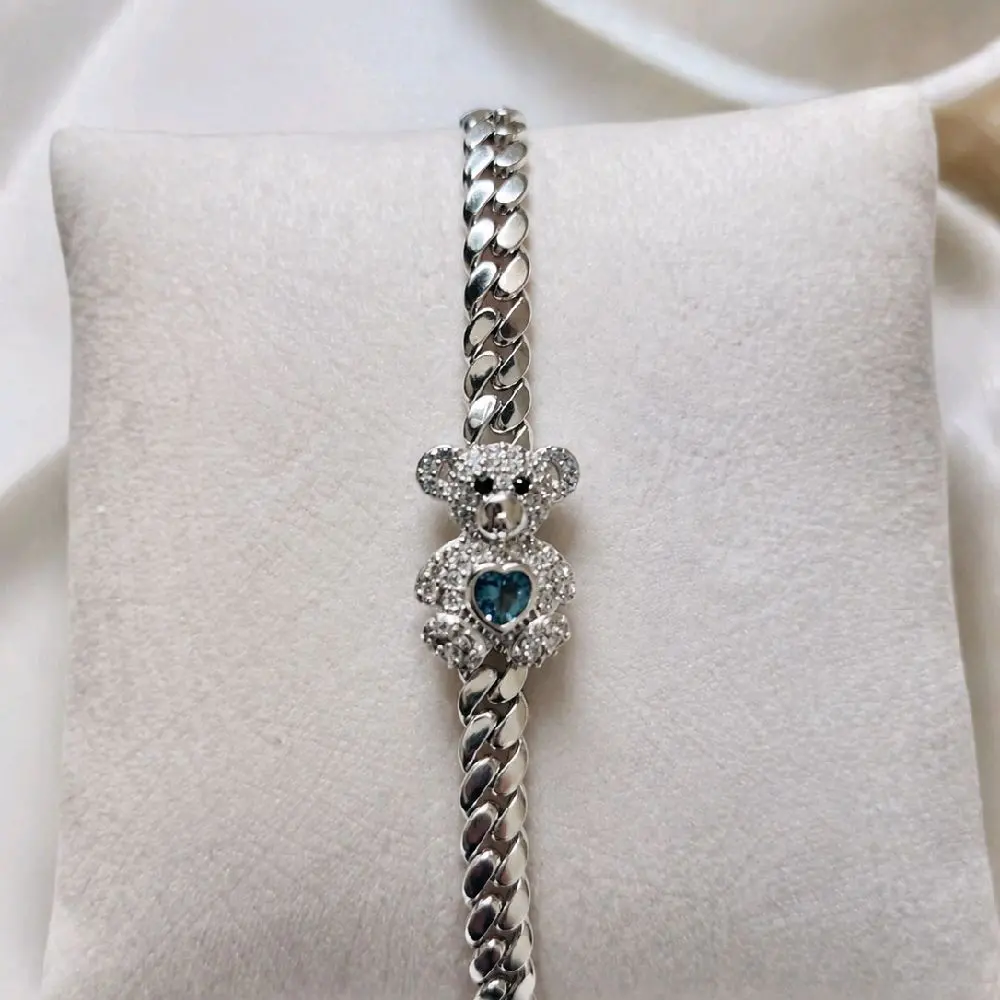 Brazelete de osito plata 925 medida 7 con extensión al 8