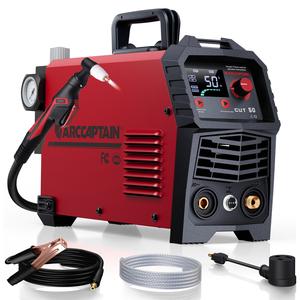 ARCCAPTAIN 50A Dual Voltage 110/220V DC Inverter IGBT Plasma Cutter Welder, Large LED Display, 1/2 in Clean Cut, Post Flow, 2T/4T, FCC/CE/ANSI Recognized Portable Welding Machine for Beginners (Tools & Hardware) Father's Day Gift