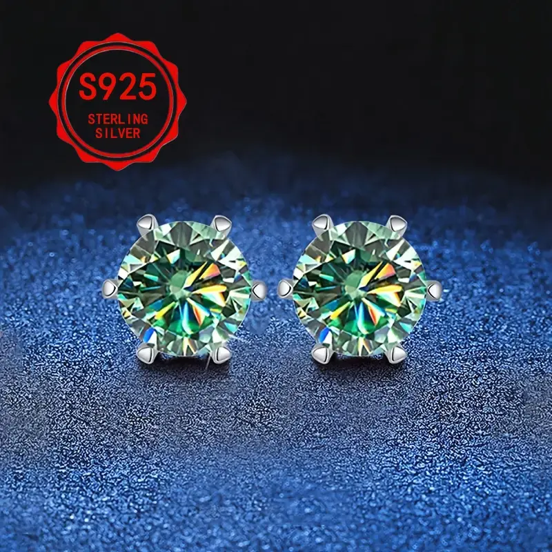 Green Moissanite Earrings, Green Gemstone Earrings for Women, Fashionable Versatile All-Season Clothing Accessories, Ideal for Daily Wear, Parties, Moissanite Earring