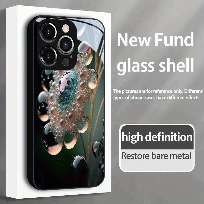 Phone Case - Close-Up of Water Droplets And Bubbles High-Definition Reinforced Glass Phone Case, Suitable for iphone17 Air 16 15 Pro Max 14 Plus 13 12 11