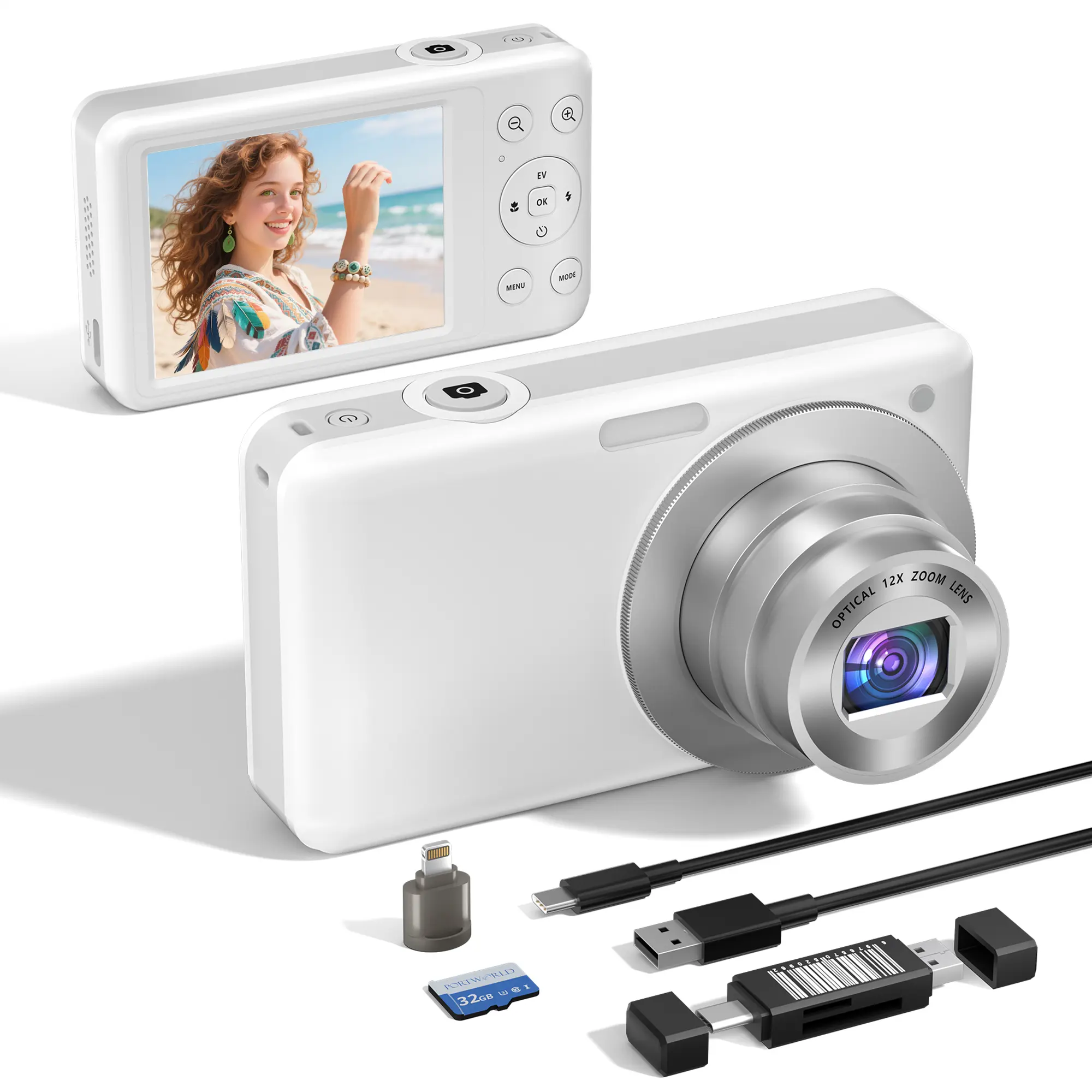 4K Digital 64MP,3-inch Screen,12x Optical Zoom,with WiFi Transmission,vlogging camera,Portable Retro Camera,with Camera BagPerfect Holiday Gift for Travel Photography tiktokshopbacktoschool