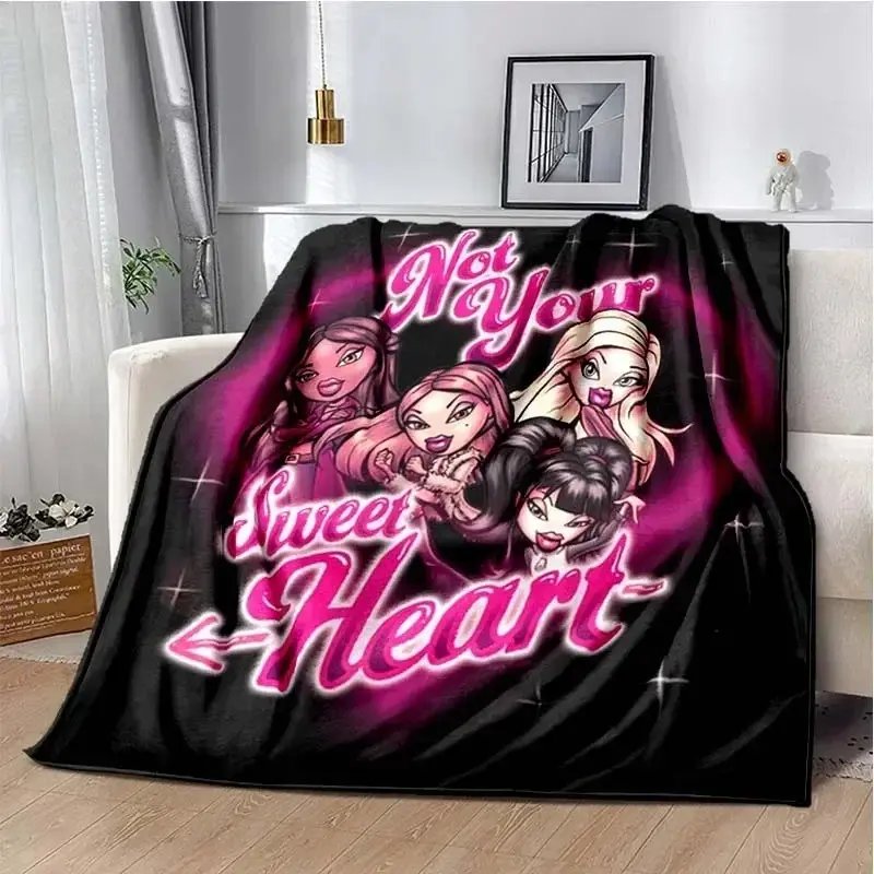 Bratz Y2K Fashion Girl Blanket Ultra Soft Flannel Cozy Warm Bedroom Couch Sofa Office Travel Picnic Throw Home Textile Decor Decorative Throw Perfect Birthday Gift Christmas Gift for Kids Teens Girls Women Doll Style