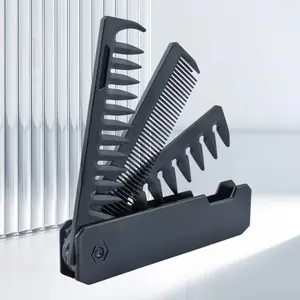Professional Three-In-One Folding Pocket Comb, Wide Tooth Oil Head Comb, Beard Comb, Grooming Comb, Hairdressing Comb, Salon Styling Tool, Hair Styling Tools