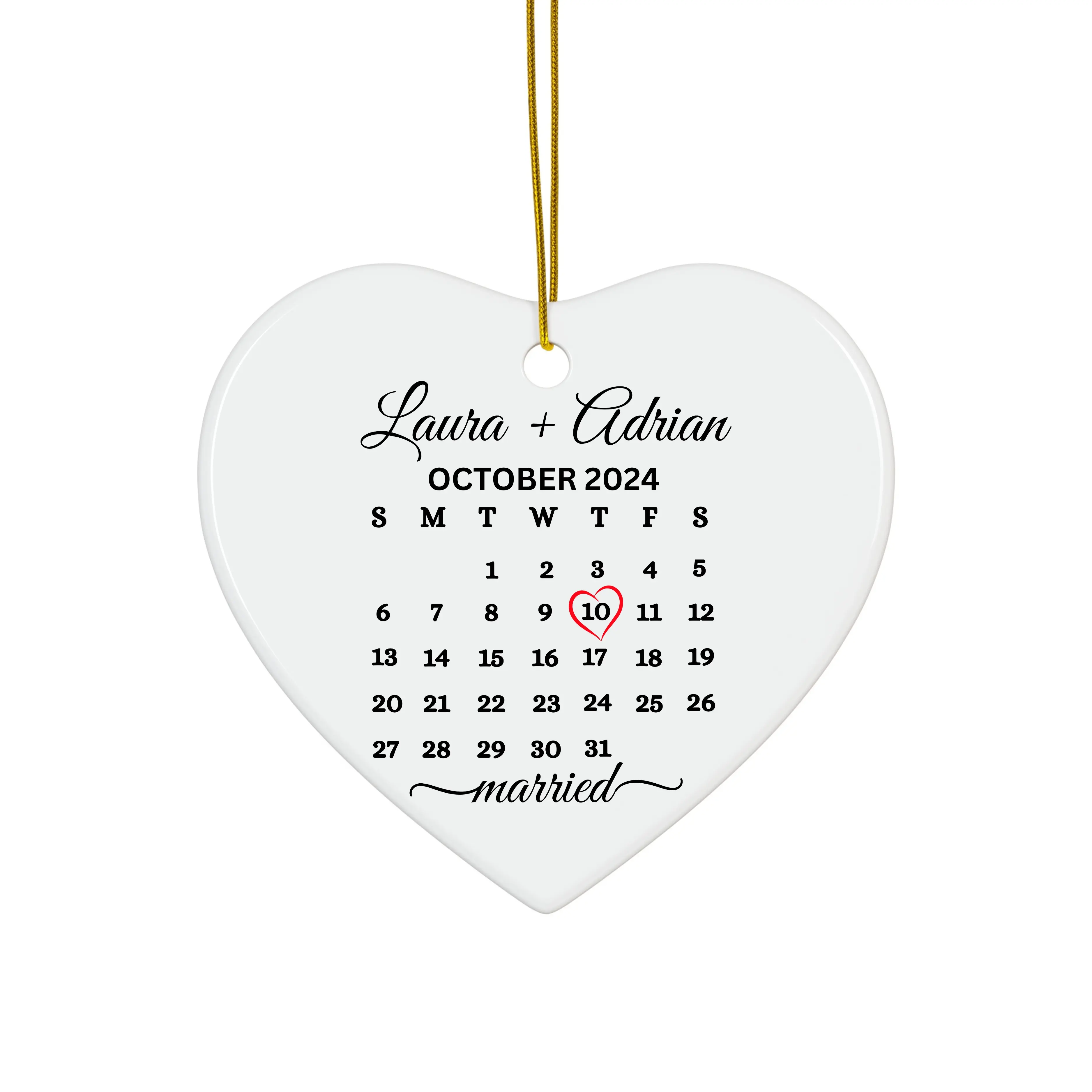 Personalized Calendar Engagement Gift for Couple - Custom Wedding Ornament - Anniversary Calendar Date Gift - Custom Calendar Ornament for Bride and Groom