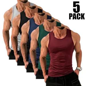 5-Pack Men’s Athletic Compression Tank Tops – Stretch Slim Fit, Sleeveless Fitness Shirts, Quick Dry & Breathable, Muscle Training Base Layer summerwins