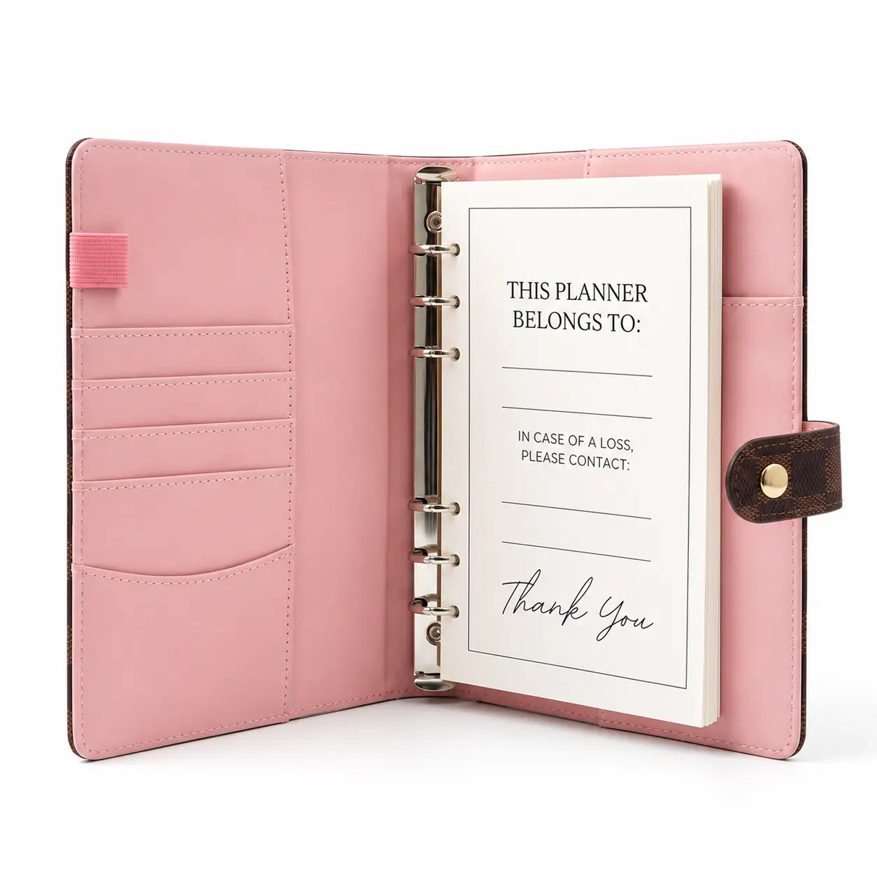 A5 6-Ring Refillable Planner Binder, Loose-Leaf Notebook with Card Slots, Pen Loop and Snap Closure for Daily Planning, Journaling, School and Office