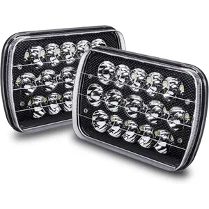 7x6 5x7 H6054 Black LED Headlight H4 Sealed Beam Replacement Light for Jeep Wrangler YJ Cherokee XJ Chevrolet Express Blazer S10 Van GW Savannah Ford Econoline E150 Nissan D21 Toyota Pickup