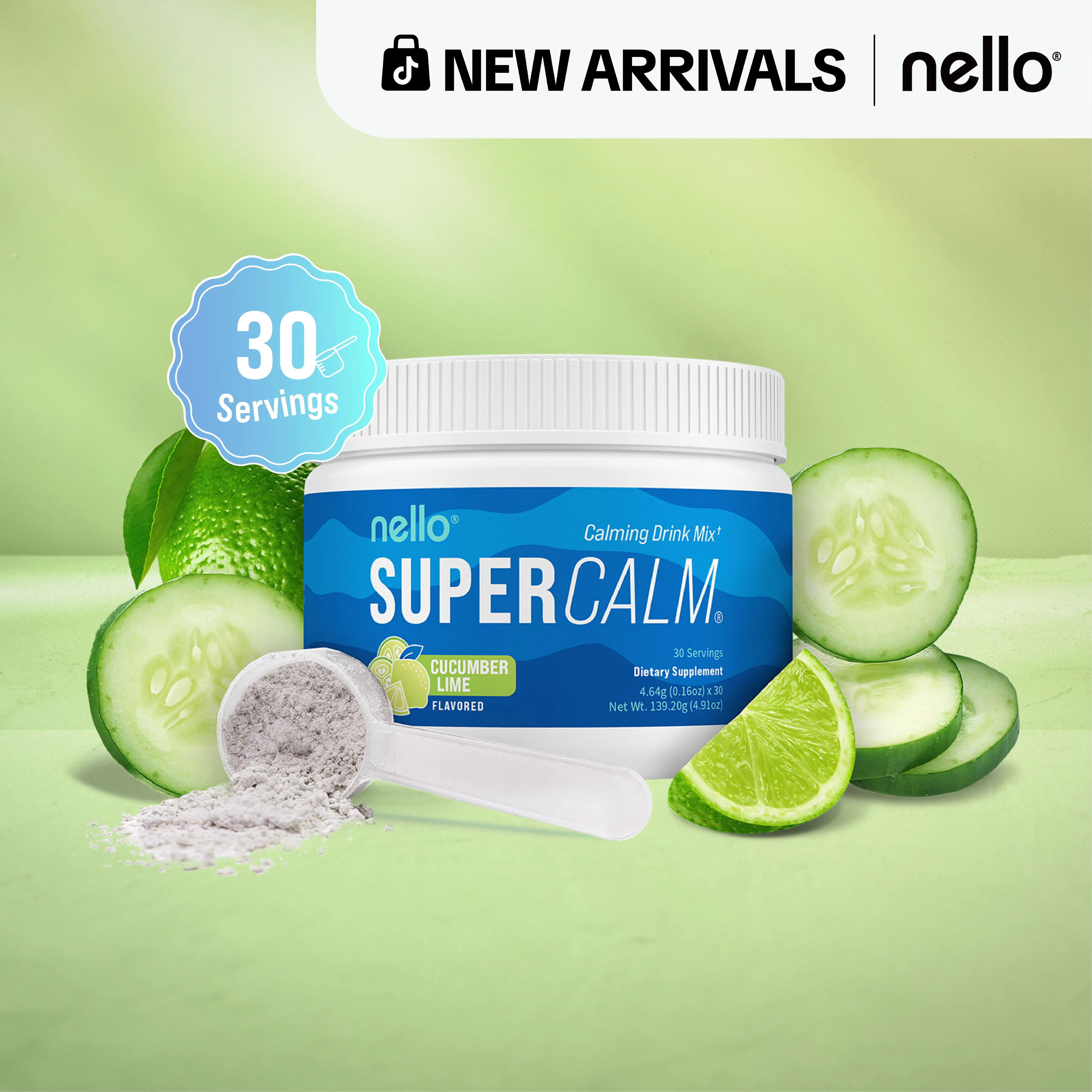 Nello Supercalm Calming Drink Mix with KSM-66 Ashwagandha Vitamin D3 Magnesium & L-Theanine Supports Cortisol Balance Mood & Sleep Helps Manage Stress Berry Flavored Dietary Supplement Healthcare Lemon
