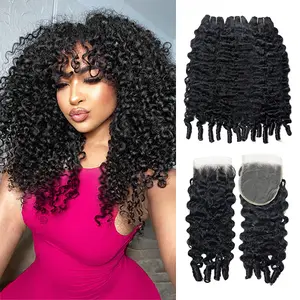 Burmese Curly Bundles With Bundles Human Hair Bundles With Closure Spiral Curly Human Hair Extensions