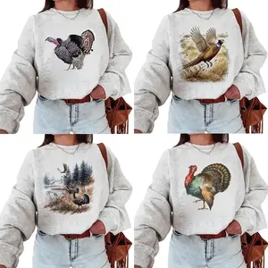 [Turkey] Retro Animal Lover Hunting Sweatshirt Turkey Vintage Fall Unisex tee shirt Cotton Womenswear - KitchenEra