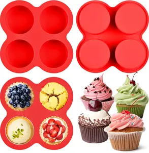 2 Pack Air Fryer Egg Bite Molds, 4-Cup Mini Round Muffin Pans Silicone Baking Molds For Oven, Air Fryer and Pot Production Egg Bites, Cupcake, Muffin, Tart, Frittata, Quiche (2 Pack 5.3 x 5.3 inch)