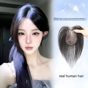 Real Human Hair Topper Volumizing High Root Lift Clip In Top Piece Cover Gray Hair Invisible Lightweight Natural Look for Women Thinning Hair