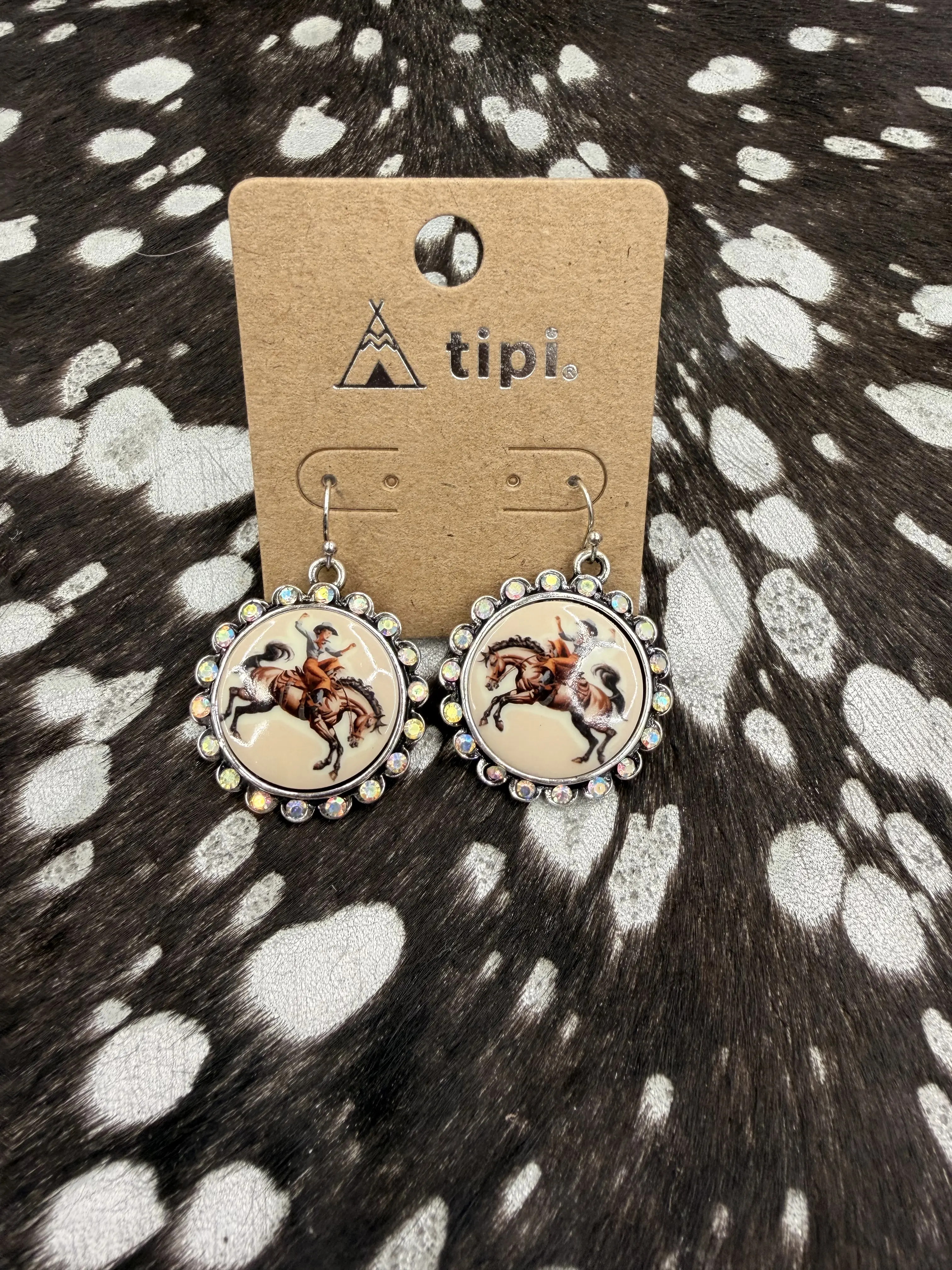 Bucking horse earrings