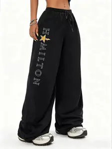 Women's Broadway Musical Hamilton Graphic Sweatpants, Athleisure Style Bottoms – Playful Design Drawstring Waist Loose Running Trousers, Casual 2025 Fashion Active Jogger Pants, Streetwear Joggers for Shopping|Dancing|Yoga All-Season Wear