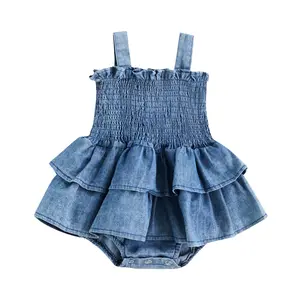 Baby Girls Summer Denim Romper Clothes Dress Newborn Onesie Sunsuit 3 6 9 12 18 Months  Jumpsuits Outfits