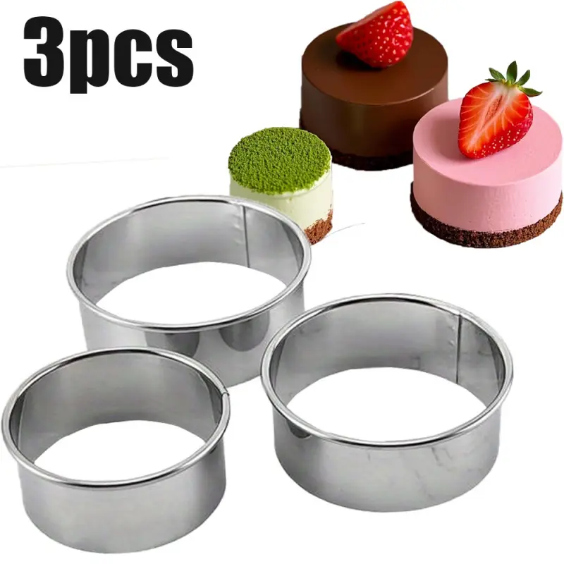 3pcs Stainless Steel Circular Molds | 430 Stainless Steel, Seamless Mousse Cake and Dumpling Skin Mold, Dumpling Moulds, Round Shape, Ideal for Christmas Baking, Bakeware, Baking Supplies