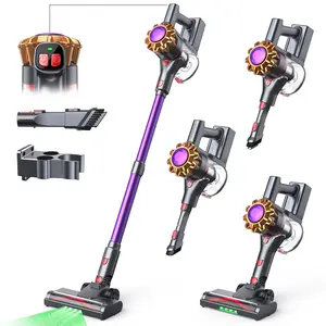 MIUZZY Cordless Vacuum Cleaner for Home with 11kpa Suction 35min Runtime Lightweight Handheld Stick Vacuum for Pet Hair Carpet Hard Floor One-Hand Operation Quiet Motor HEPA Filtration Professional Purple Gold Series