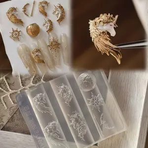 Unicorn Nail Art Mold, Rotating Horse Heart Diamond Bow Design, Transparent Silicone Mould for 3D Nails, Unique Beauty Accessory, Nail Art Tools, Nail Art Accessories