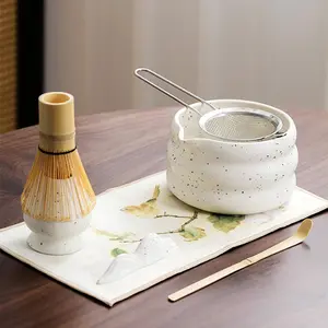 Matcha Tea Set, Including Matcha Bowl & Bamboo Whisk & Tea Scoop & Tea Clip & Tea Spoon & Tea Towel, Tea Making Tool for Home Kitchen