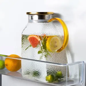 Cold Brew Teapot, Aesthetic Glass Water Pitcher Jug with Lid and Spout, Cold Brew Teapot, can be Placed in the Refrigerator, Iced Tea Pot, Glass Juice Bottle, Made of High Borosilicate Glass, Suitable for Iced Tea, Coffee, Juice, Milk, etc.