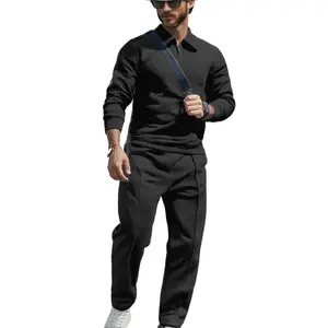 Stylish Men's Jacquard Set: Long-Sleeve Pullover and Pant Combo with Fine Textured Jacquard Print – A Trendy Versatile Two-Piece That Combines Soft Fabric With a Refined Pattern Ideal for Elevating Your Leisure Wardrobe or Rocking a Polished Casual Look