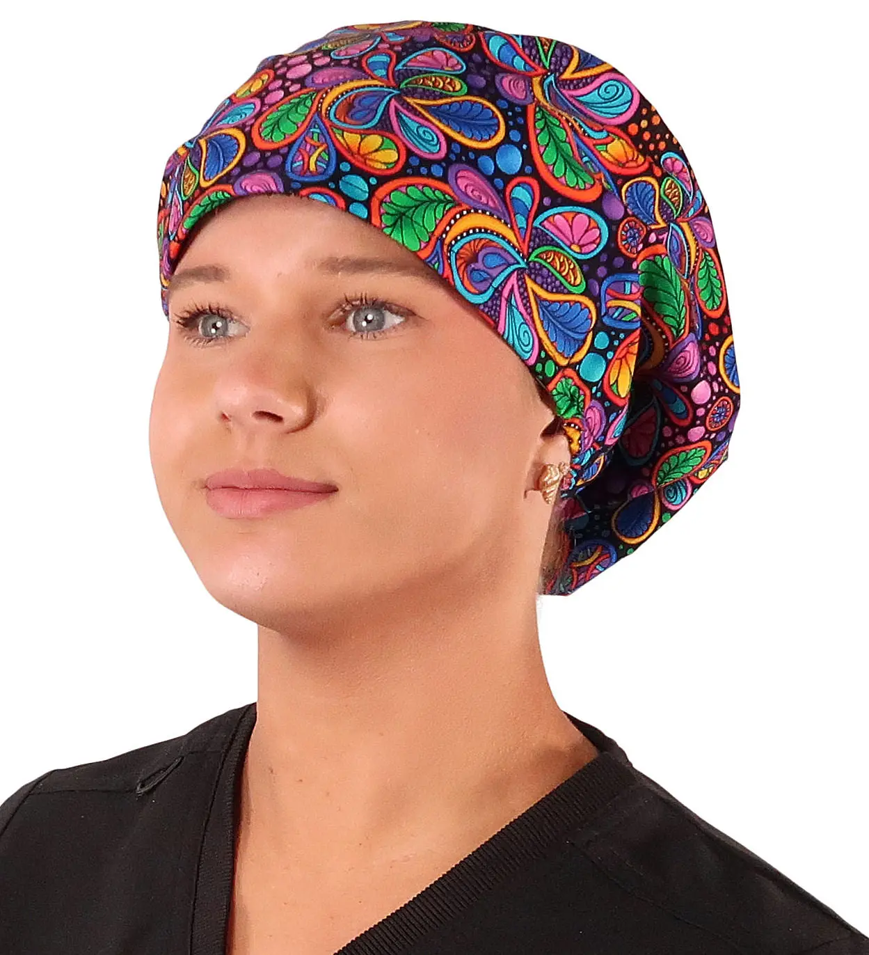 Riley Comfort Scrub Cap - Bright Flower Paisley Riley Comfort Scrub Cap - Bright Flower Paisley