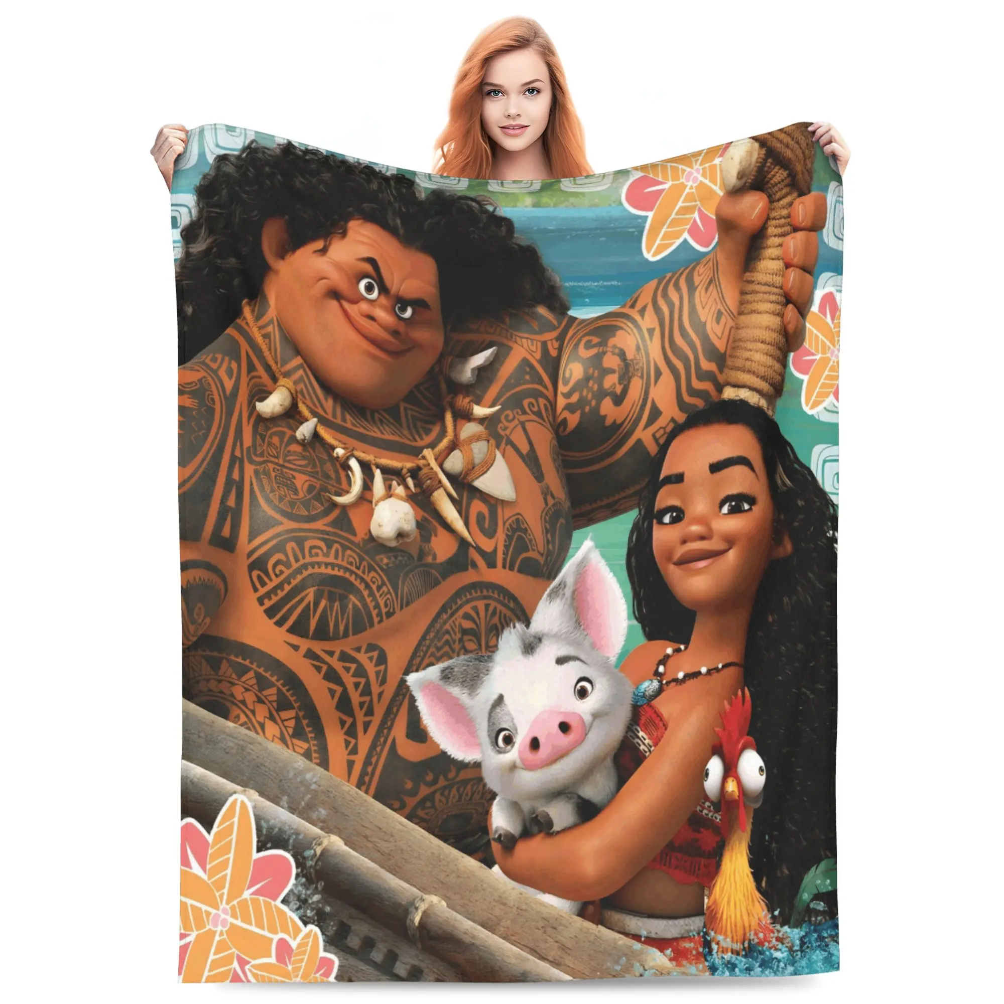 DISNEY CLASSIC Moana Blanket,  Flannel Throw Blanket, Soft Cozy Plush Blanket for Couch Bed Sofa, Lightweight Warm Blanket for Kids Adults, Perfect Moana Gifts for Fans
