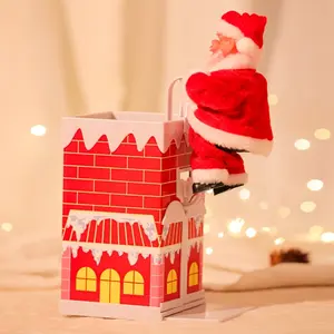 1pc Christmas Climbing Santa Claus Chimney Decoration, Battery-Operated Holiday Ornament, Universal Festive Decor, Requires 3 AA Batteries (Not Included)