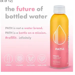 PATH Raspberry Orange Flavored Sparkling Water - Ultra-Purified, pH-Balanced Carbonated Soda in Aluminum Water Bottle - BPA Free, Light, Reusable, Infinitely Recyclable 20.3 fl oz (Pack of 12)