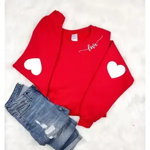 Valentine's Sweatshirt, Heart Elbow Patch, Love Heart Sweatshirt, Heart Arm Patches, Cute Valentine's Sweater, Teacher Valentine's Shirt