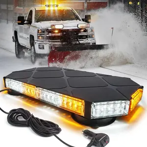 DIBMS 56 LED Roof Strobe Beacon Lights Strip Roof Hazard Warning Emergency Safety Flashing Lights, Amber/White Emergency Rooftop Strobe Lights Bar,Men's Car Accessories,Father's Day gift, amber  car  lights Dual Color LED Emergency Strobe Lights