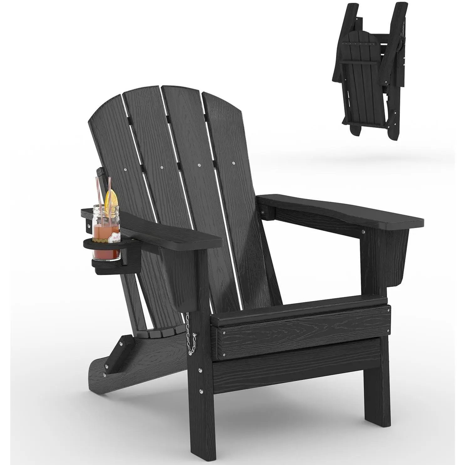 Embossed wood grain - with cup holder - black, 1 piece