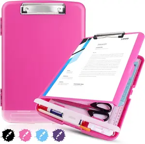 Clipboards with Storage Heavy Duty with Pen Holder, A4 Letter Size for Office, School and Home (Hot Pink)