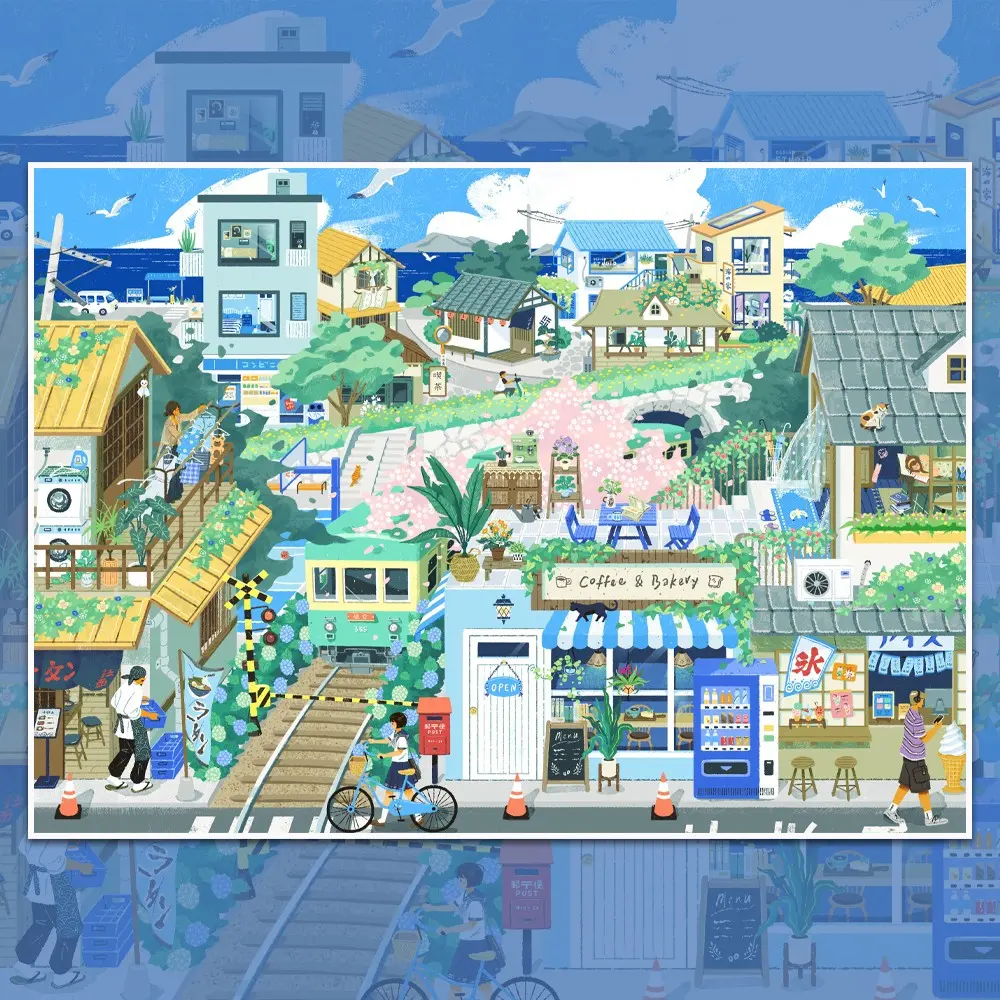 Kamakura Summer Landscape Stickers, Japanese Seaside Anime Scenery Sticker, Decorative Stickers for Journal Scrapbooking DIY Craft, Ocean Stickers