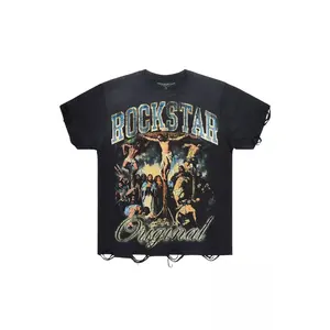 Waller Black Distressed Oversized Graphic T-Shirt