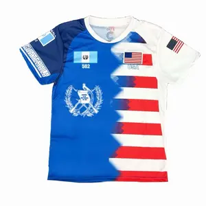 BLUE GUATEMALA SOCCER JERSEY with USA Flag Design and Team Logo for Sports Fans Comfortable Blue Jersey