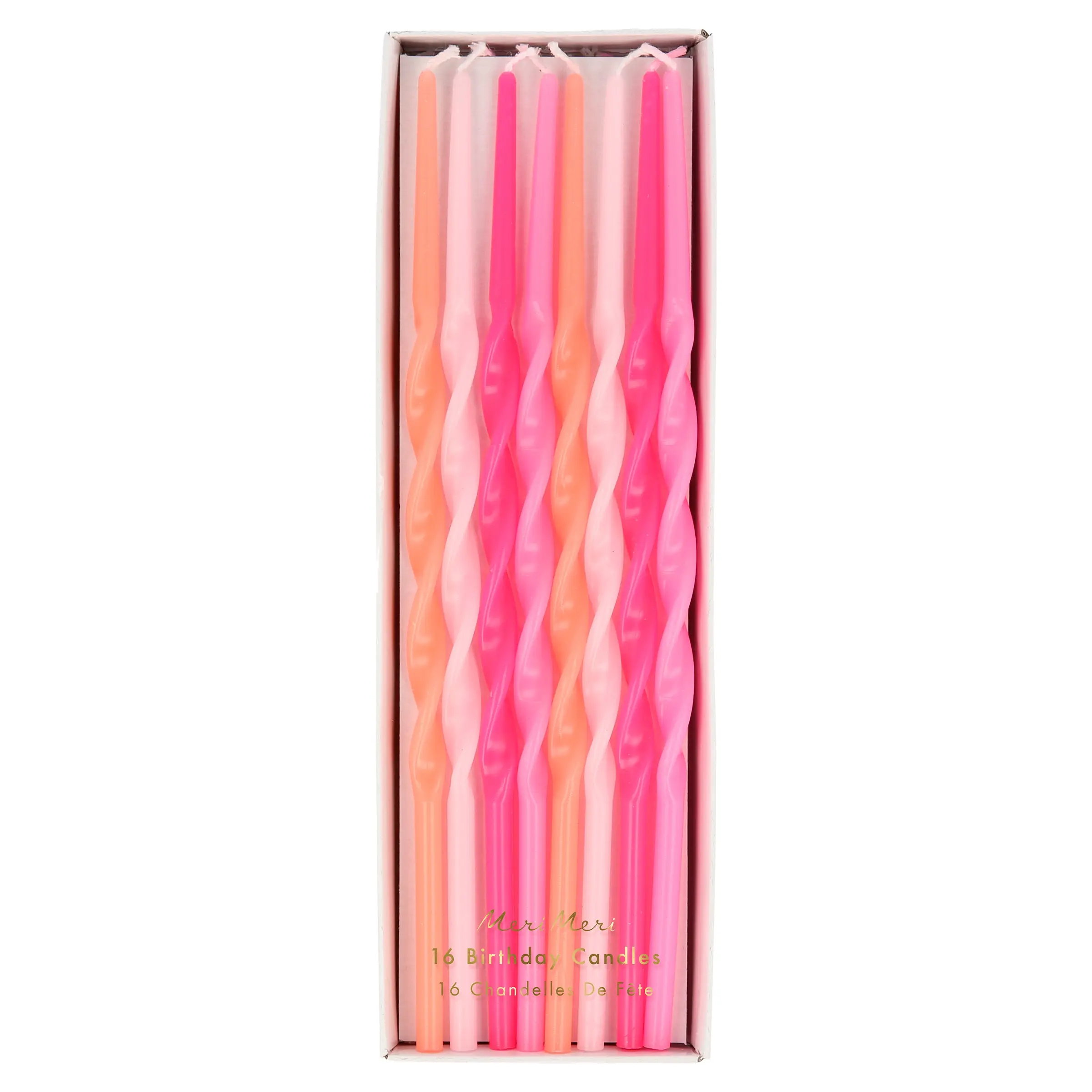 Pink Twisted Long Candles (x 16)