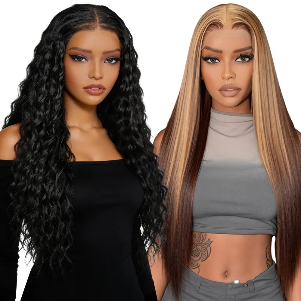[Blend] Buy 1 Get 1 Free Limited Stock | Blended Human Hair Transparent Lace Front Wig 180% Density #1B CornSilk Wig & #P4/27 Straight Wig #SummerVibes