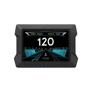 Universal Car Head-Up Display with OBD+GPS Dual System, HD Digital Screen, Real-Time Readouts of Speed, RPM, Fuel Consumption, Voltage and Water Temperature, Overspeed Alert and Fault Detection, OBD Compatible with Most Post-2008 Vehicles
