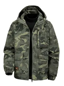 Men's Camouflage Tactical Jacket Pocket Spring & Fall Outdoor Sports Coat Casual Outerwear Fitted Design Suitable for Outdoor Travel