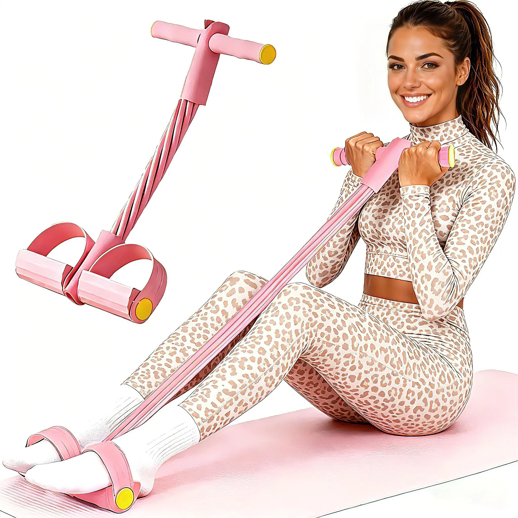 Multifunction Pedal Resistance Trainer with 6 Tubes  Resistance for Effective Training, Portable Foot Pedal Exerciser for Full-Body Home Workout, Stretching & Fitness Training