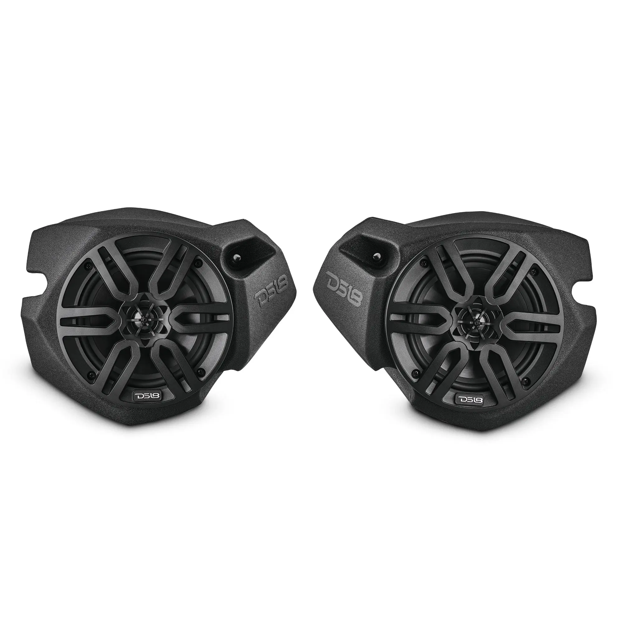 Polaris RZR Front Kick Panel Pods with 6.5” Active Audio Speakers, Bluetooth Streaming, Robust Metal Protection, Built-In Amplifier, Bass Speaker, IP66 Marine-Grade Protection, High-Density Polyethylene Construction, External Amplifier Output