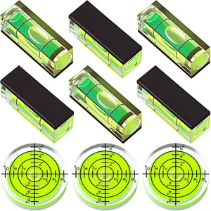 9 count Small Bubble Spirit Level, Mini  Square Drill Bubble Levels, Circular Spirit Measuring Tool for Leveling Phonograph, Camera, Turntable, Tripod, Frame, Drill, 10x10x29mm, 32x7mm