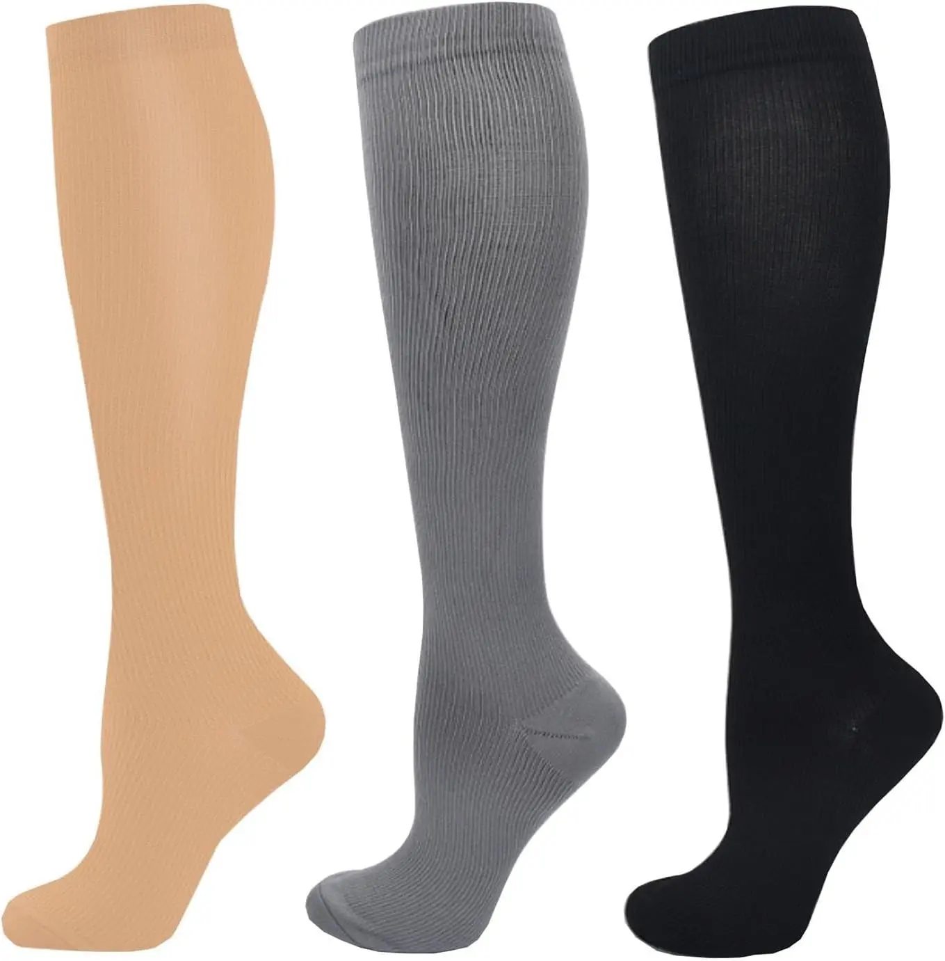 Compression Socks for Women Men Support Socks 15-20 mmhg knee high Compression Stockings 3 Pairs for Nurse