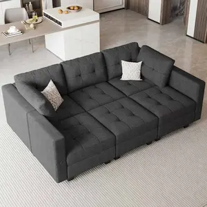 Belffin Modular Sectional Sleepr Sofa with Storage 6 Seat Sleeper Couch Set for Living Room