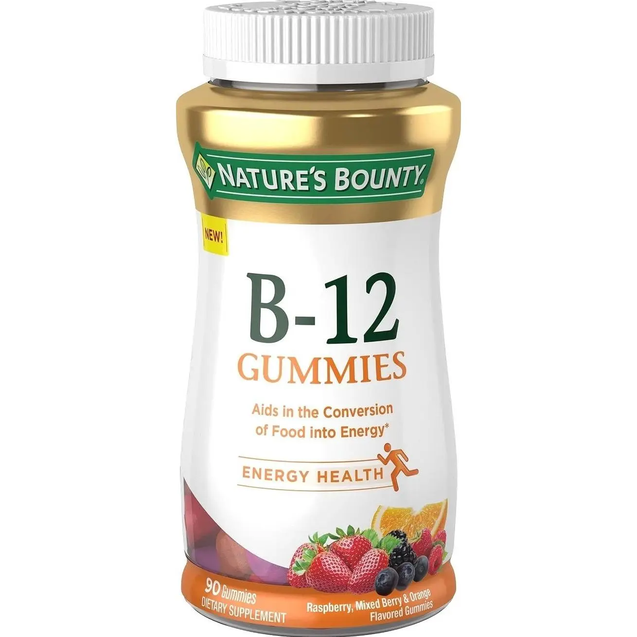 Nature's Bounty Vitamin B12 Gummies, Dietary Supplement, Supports Energy Metabolism and Nervous System Health, Mixed Berry Flavor, 500mcg, 90 Gummies