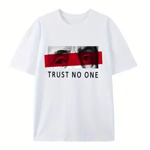 Men Cotton T-Shirt  "Trust No One" Digital Print Graphic T-Shirt S-5XL Casual Short Sleeve for Unisex Menswear Top Streetwear Shortsleeve Tshirt