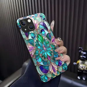 Painted Floral Phone Case for iPhone 15 Plus，Vintage Bohemian Protective Cover，A Gift for Her---975